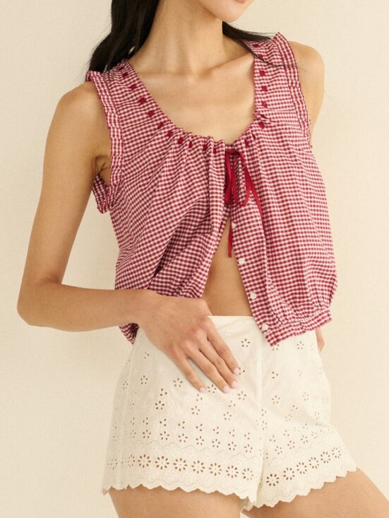 Doen Tops - NWT DOEN Traveler Top Mulberry La Maddalena Gingham Small